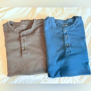 Croft & Barrow Long Sleeve Tees 2-pc Teal Blue and Gray - Large